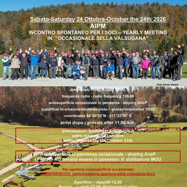 24 ottobre Incontro annuale - Yearly meeting a Sella Valsugana